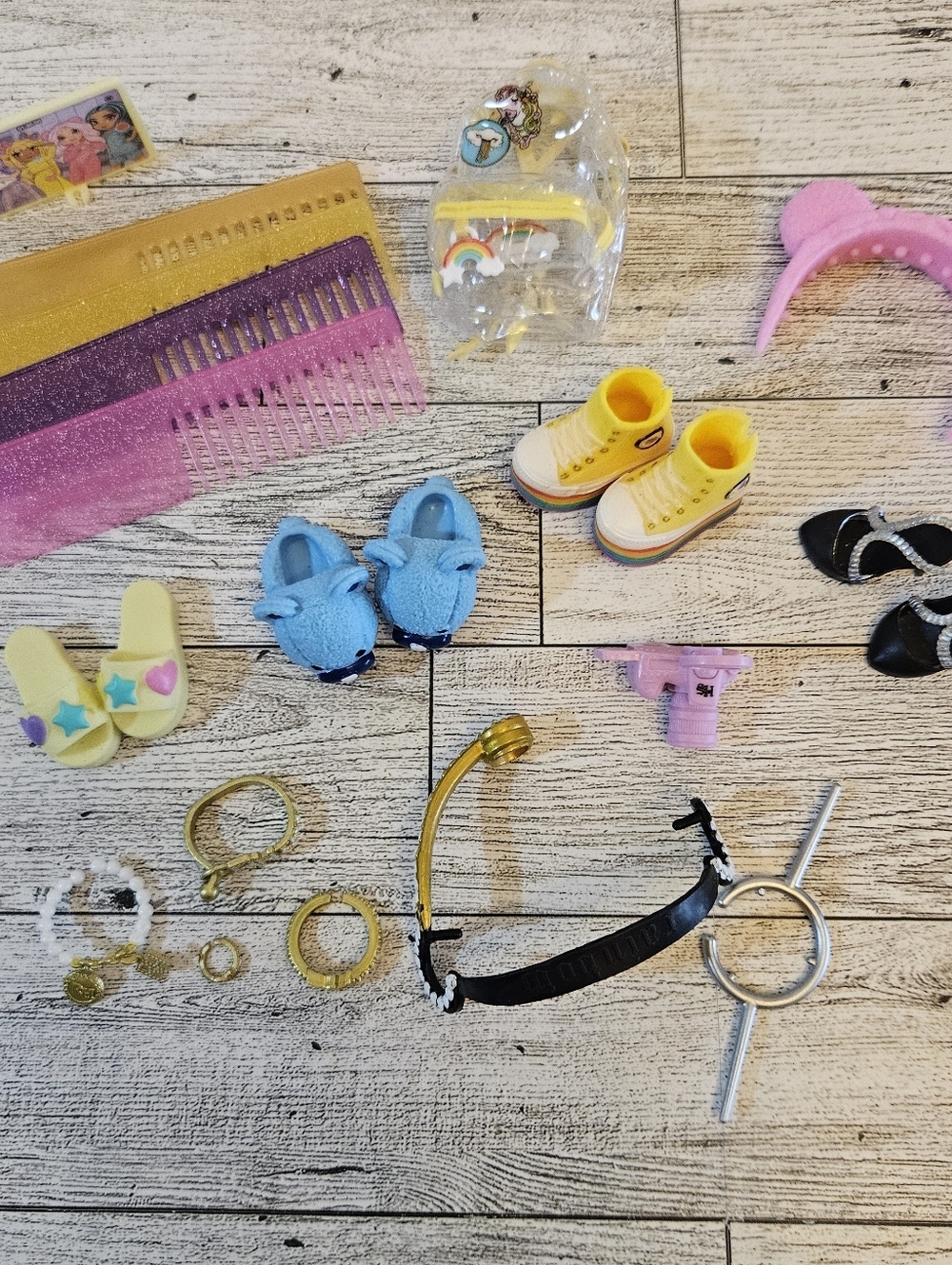 Rainbow High Doll Accessories Lot Shoes Jewelry Backpack Combs Headband Etc